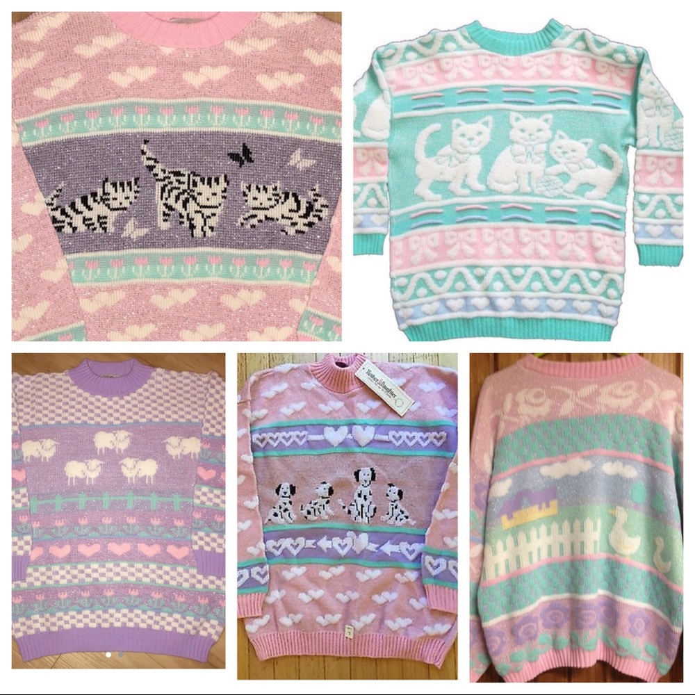 IN SEARCH OF THESE PASTEL VINTAGE SWEATERS